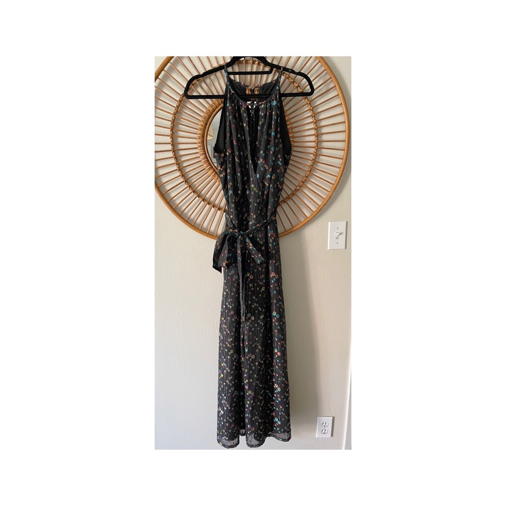 Eva Franco Black and Blue Jumpsuit with Tie Waist and Relaxed Fit